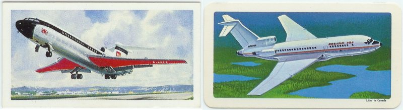 Modern Jet Airliner on Left (British) - Boeing 727 on Right (Red Rose)