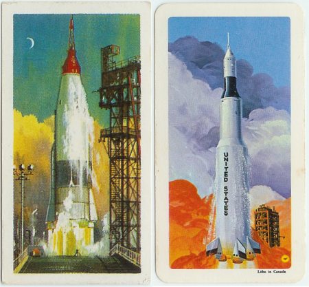 Space Rocket on Left (British) - Apollo Space Rocket on Right (Red Rose)
